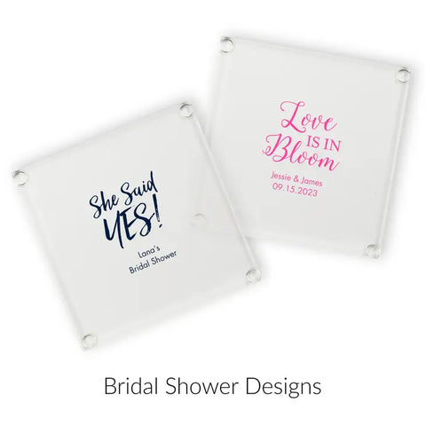 Personalised Glass Drink Coaster Wedding Favour - Bridal Shower | More Occasions