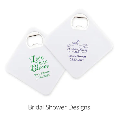 Personalised Plastic Drink Coaster Wedding Favour With Bottle Opener - Bridal Shower | More Occasions