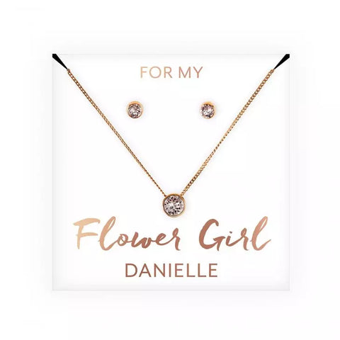 Personalized Bridal Party Crystal Jewelry Gift Set - Flower Girl