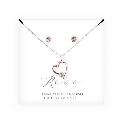 Personalized Bridal Party Heart & Crystal Jewelry Gift Set - Mother-In-Law