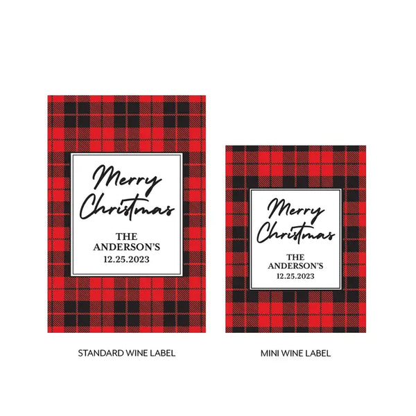 Personalized Wine Bottle Labels - Buffalo Plaid