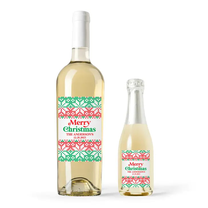 Personalized Wine Bottle Labels - Merry Christmas