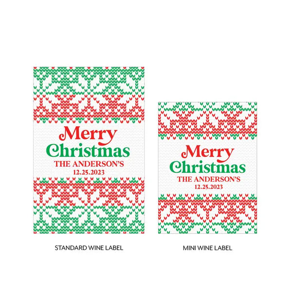 Personalized Wine Bottle Labels - Merry Christmas