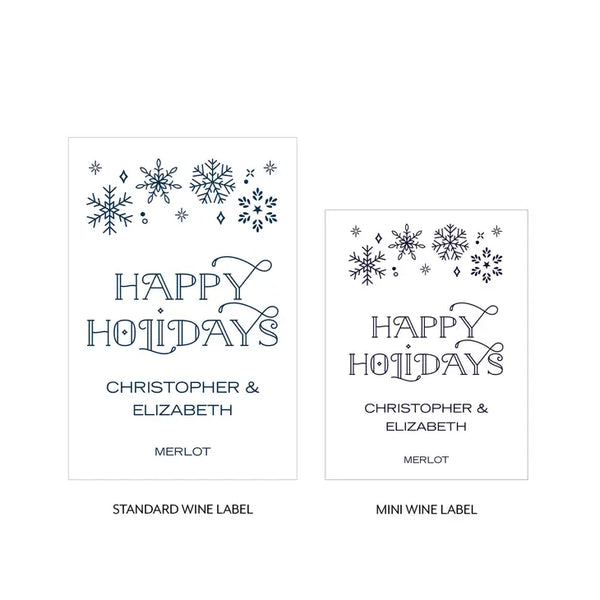 Personalized Wine Bottle Labels - Falling Snowflakes