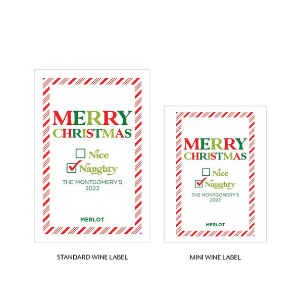 Personalized Wine Bottle Labels - Candy Cane Striped