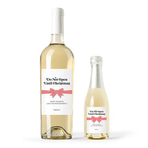 Personalized Wine Bottle Labels - Do Not Open Until Christmas