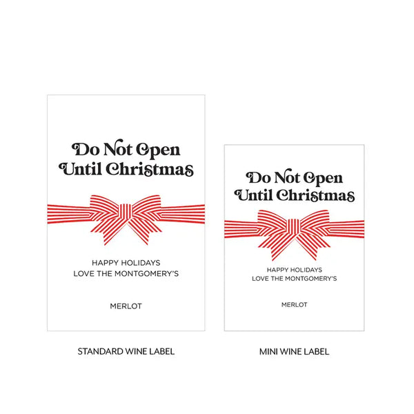 Personalized Wine Bottle Labels - Do Not Open Until Christmas