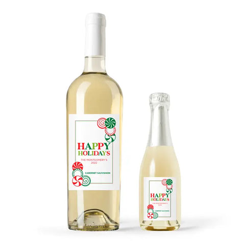 Personalized Wine Bottle Labels - Peppermints