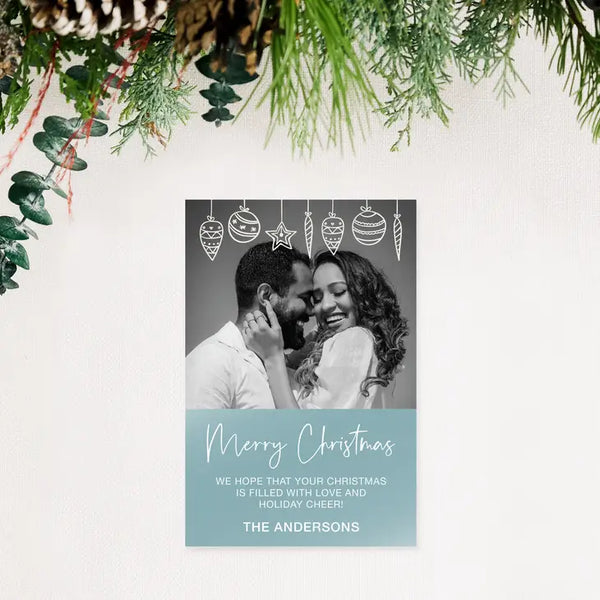 Portrait Custom Photo Printed Christmas Card - Christmas Ornaments