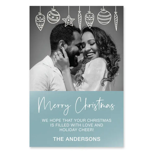 Portrait Custom Photo Printed Christmas Card - Christmas Ornaments