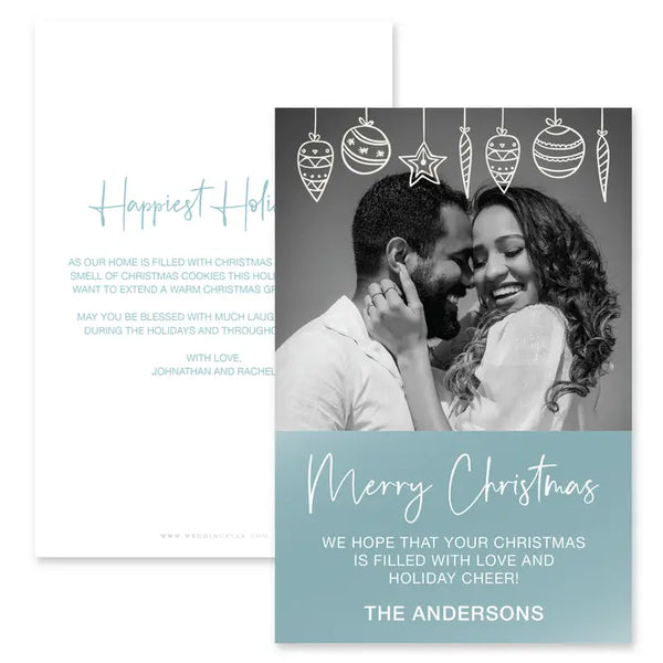 Portrait Custom Photo Printed Christmas Card - Christmas Ornaments