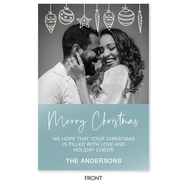 Portrait Custom Photo Printed Christmas Card - Christmas Ornaments