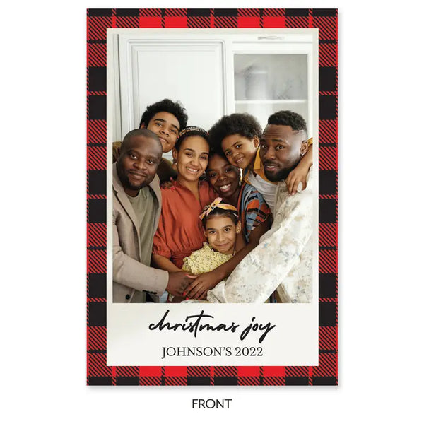 Portrait Custom Photo Printed Christmas Card - Buffalo Plaid