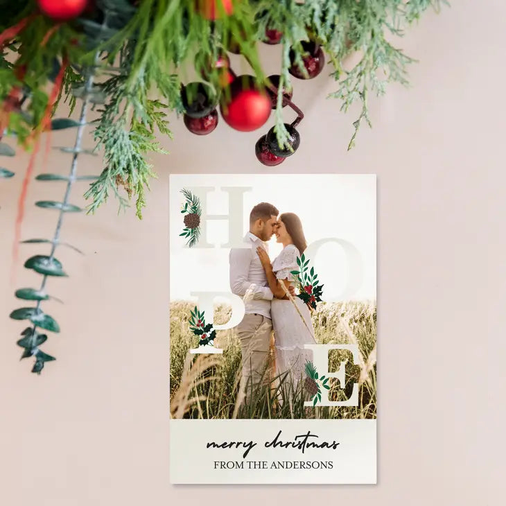 Portrait Custom Photo Printed Christmas Card - Hope