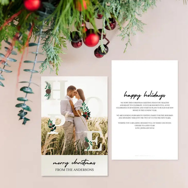 Portrait Custom Photo Printed Christmas Card - Hope