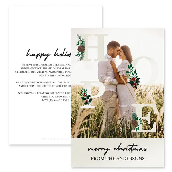 Portrait Custom Photo Printed Christmas Card - Hope