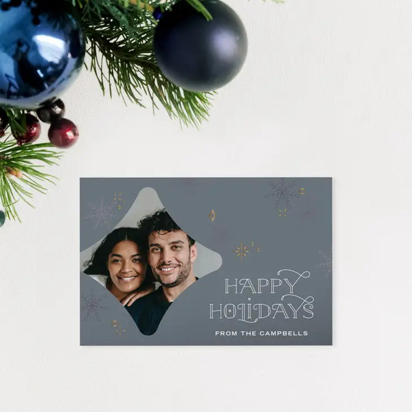 Landscape Custom Photo Printed Christmas Card - Happy Holidays