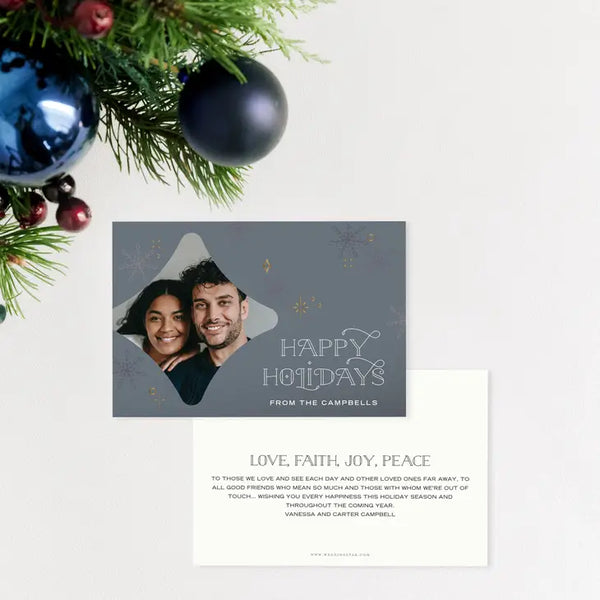 Landscape Custom Photo Printed Christmas Card - Happy Holidays