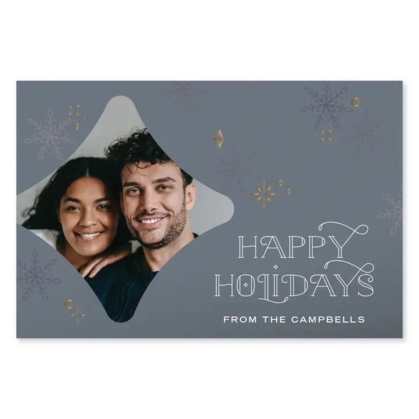 Landscape Custom Photo Printed Christmas Card - Happy Holidays