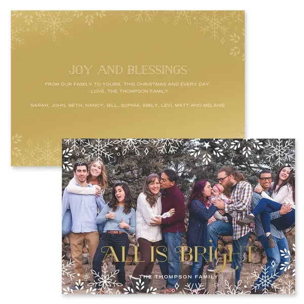 Landscape Custom Photo Printed Christmas Card - All is Bright