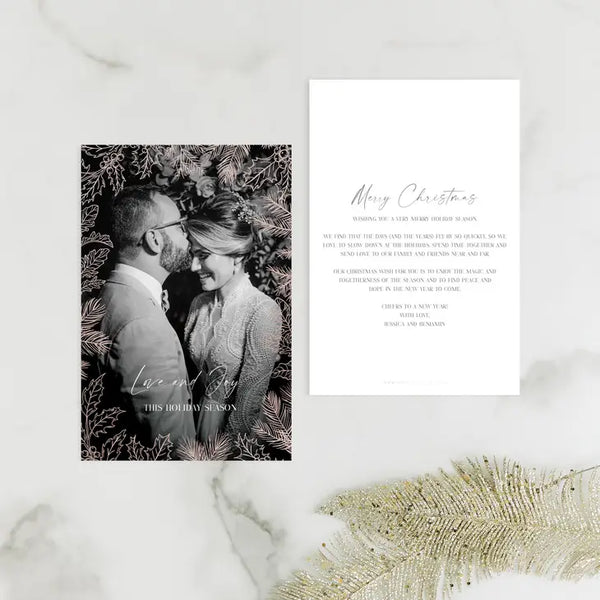 Portrait Custom Photo Printed Christmas Card - Forest Frame