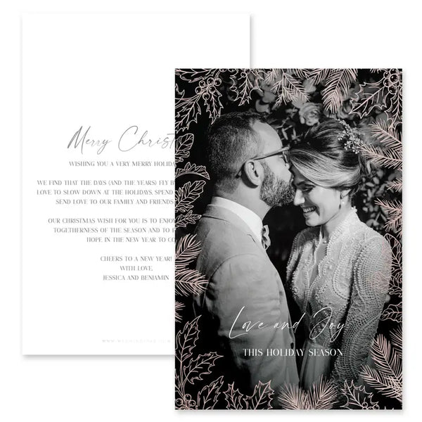 Portrait Custom Photo Printed Christmas Card - Forest Frame