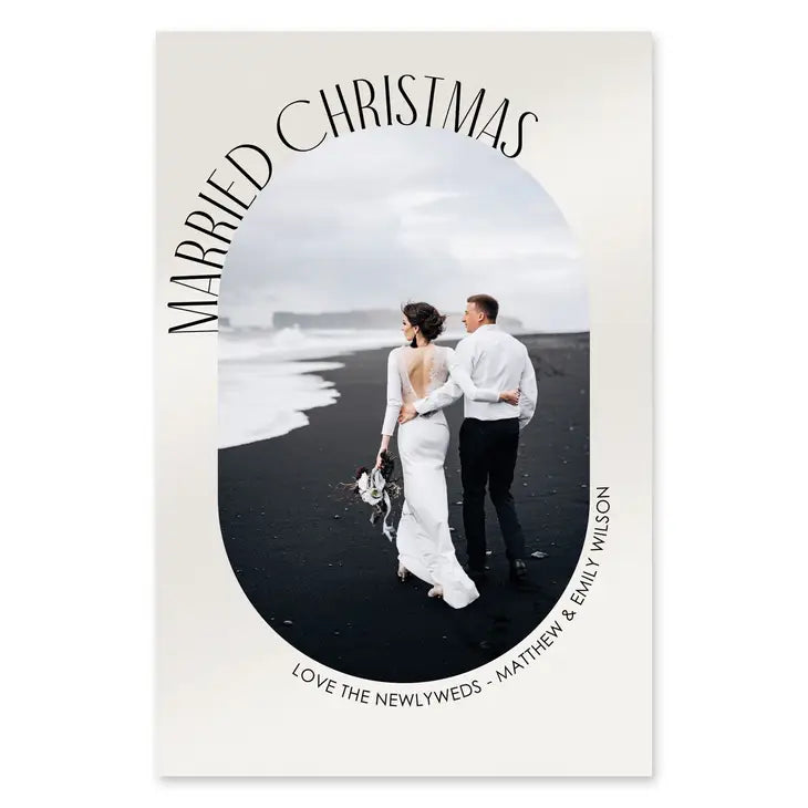 Portrait Custom Photo Printed Christmas Card - Winter Moon