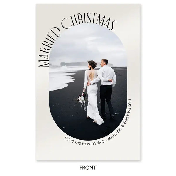 Portrait Custom Photo Printed Christmas Card - Winter Moon