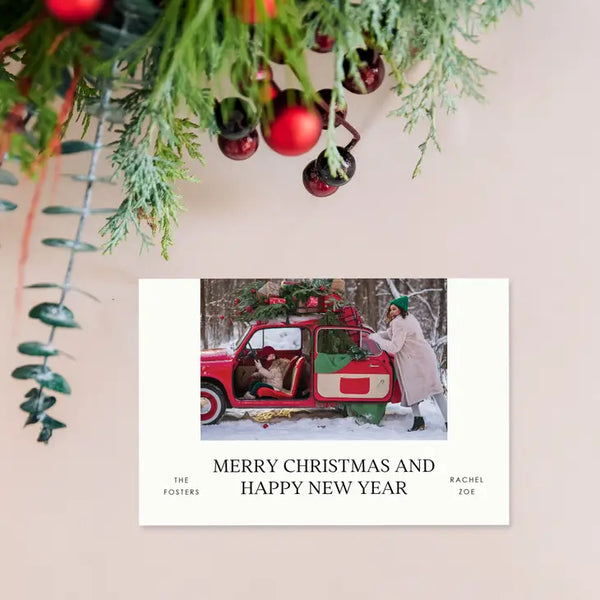 Landscape Custom Photo Printed Christmas Card - Simple Tidings