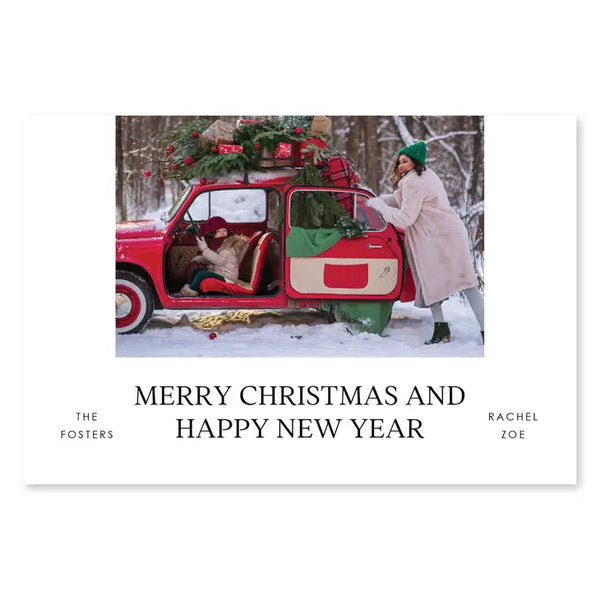 Landscape Custom Photo Printed Christmas Card - Simple Tidings