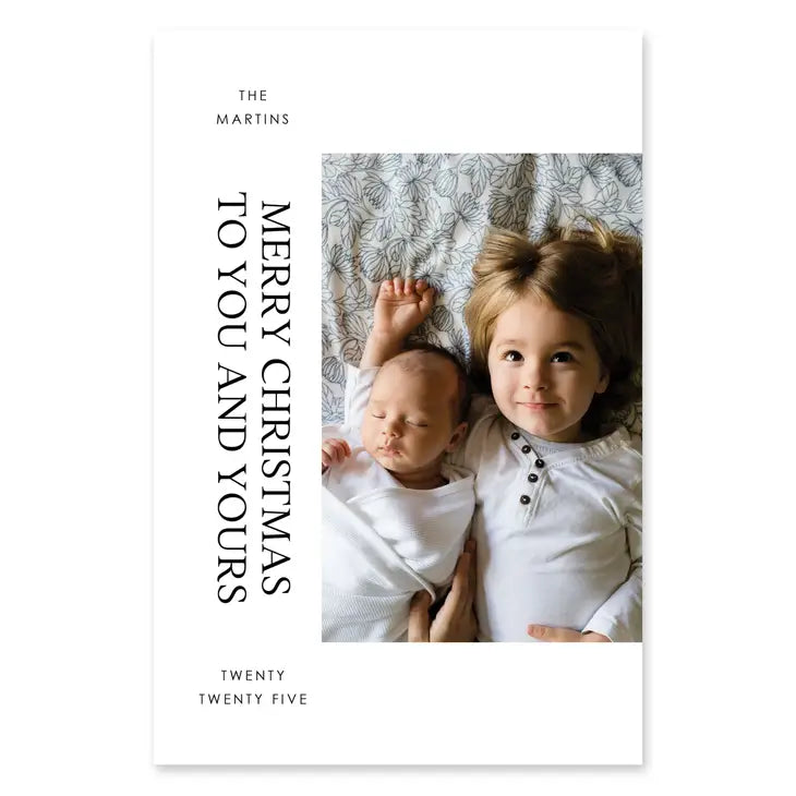 Portrait Custom Photo Printed Christmas Card - Simple Tidings