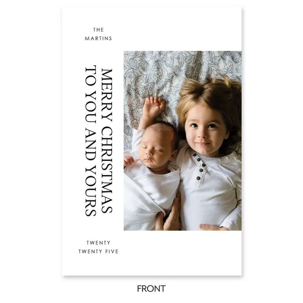 Portrait Custom Photo Printed Christmas Card - Simple Tidings