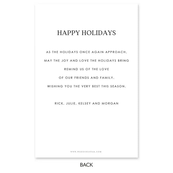 Portrait Custom Photo Printed Christmas Card - Simple Tidings