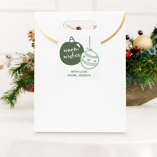 Personalized Christmas Gift Sticker Labels - Warm Wishes