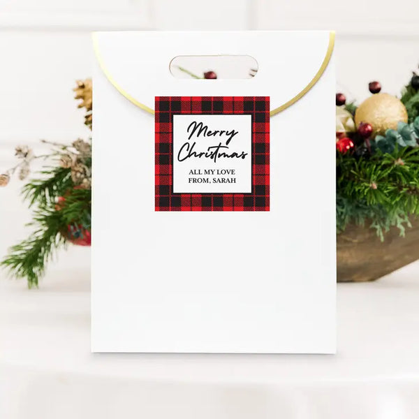 Personalized Christmas Gift Sticker Labels - Buffalo Plaid