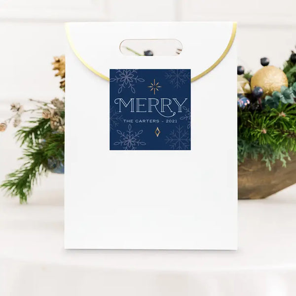 Personalized Christmas Gift Sticker Labels - Merry Midnight