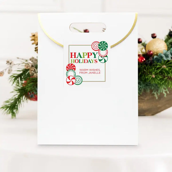 Personalized Christmas Gift Sticker Labels - Peppermints