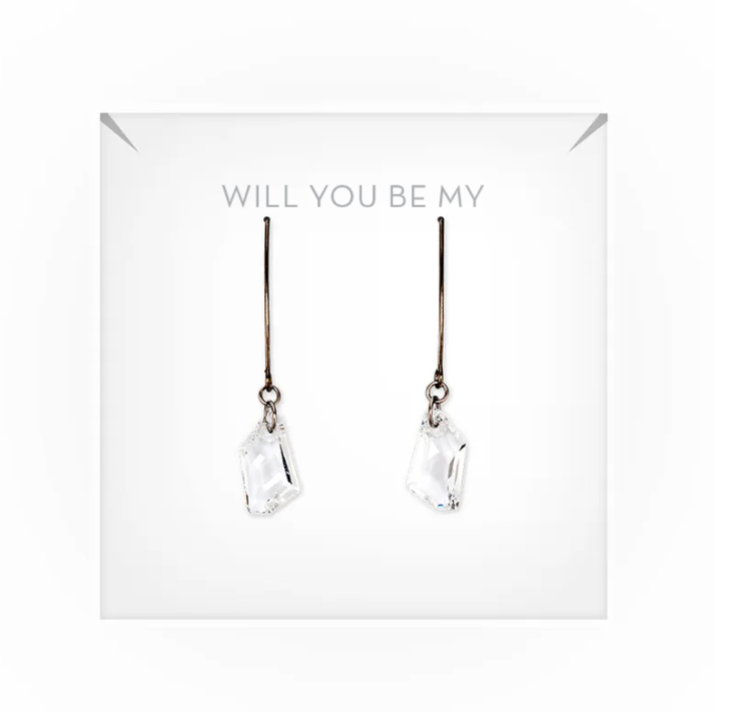 Personalized Swarovski Crystal Wedding Drop Earrings - Be My Bridesmaid?