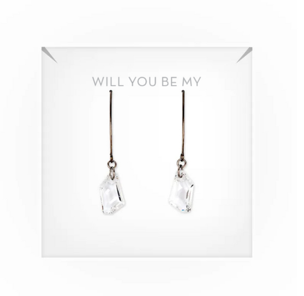 Personalized Swarovski Crystal Wedding Drop Earrings - Be My Bridesmaid?