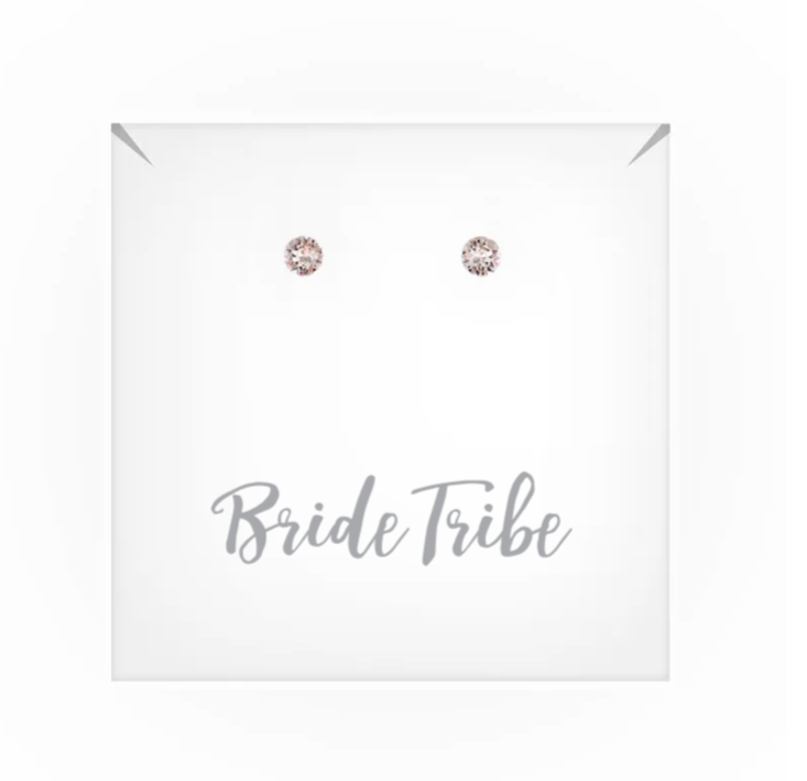 Swarovski Crystal Round Stud Earrings - Bride Tribe