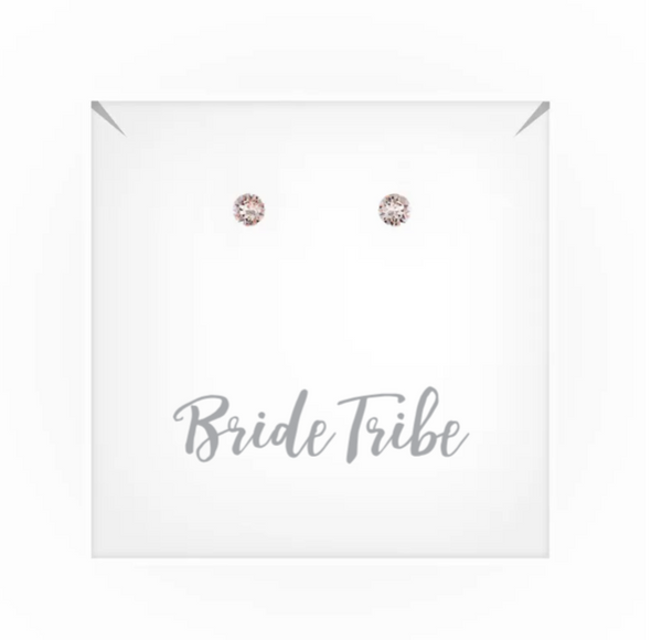 Swarovski Crystal Round Stud Earrings - Bride Tribe