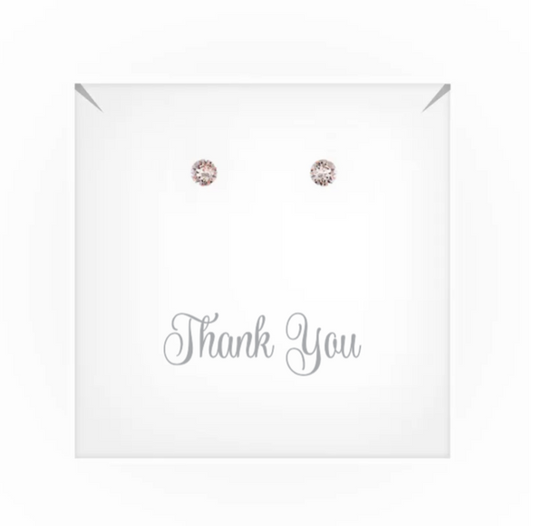 Swarovski Crystal Round Stud Earrings - Thank You Script