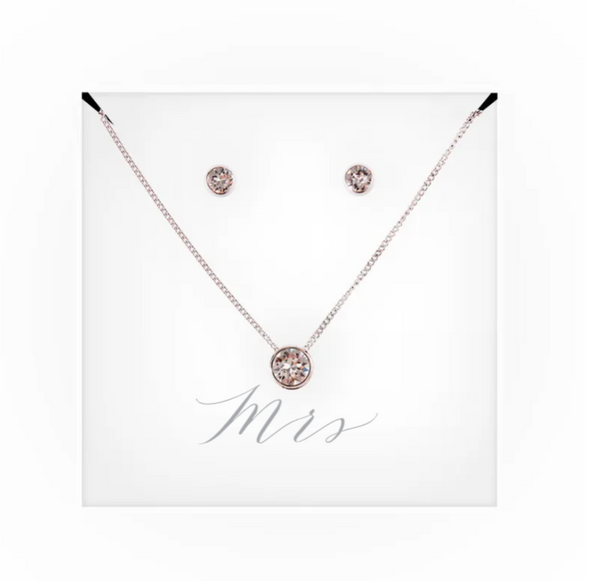 Personalized Bridal Party Crystal Jewelry Gift Set - Mrs.