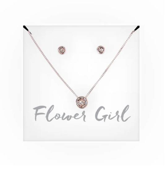 Personalized Bridal Party Crystal Jewelry Gift Set - Flower Girl