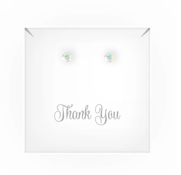 Swarovski Crystal Round Stud Earrings - Thank You Script