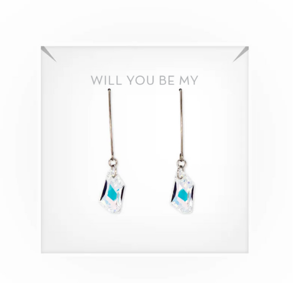 Personalized Swarovski Crystal Wedding Drop Earrings - Be My Bridesmaid?