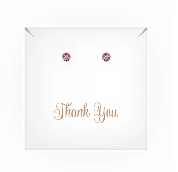 Swarovski Crystal Round Stud Earrings - Thank You Script