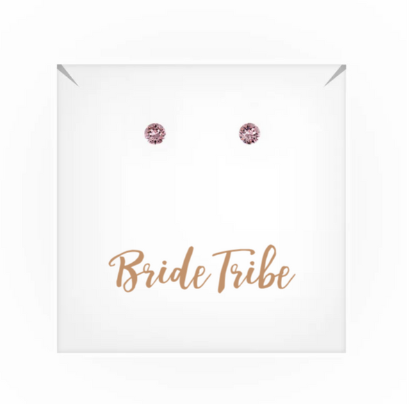 Swarovski Crystal Round Stud Earrings - Bride Tribe