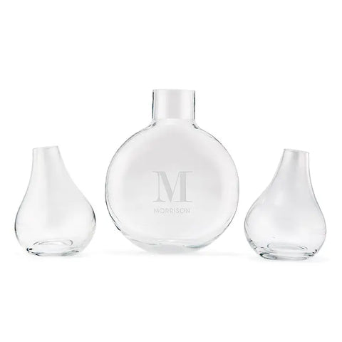 Modern Wedding Sand Ceremony Vase Set - Modern Serif Initial Etching