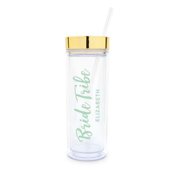 Personalized 17 Oz. Insulated Plastic Drink Tumbler - Bride Tribe